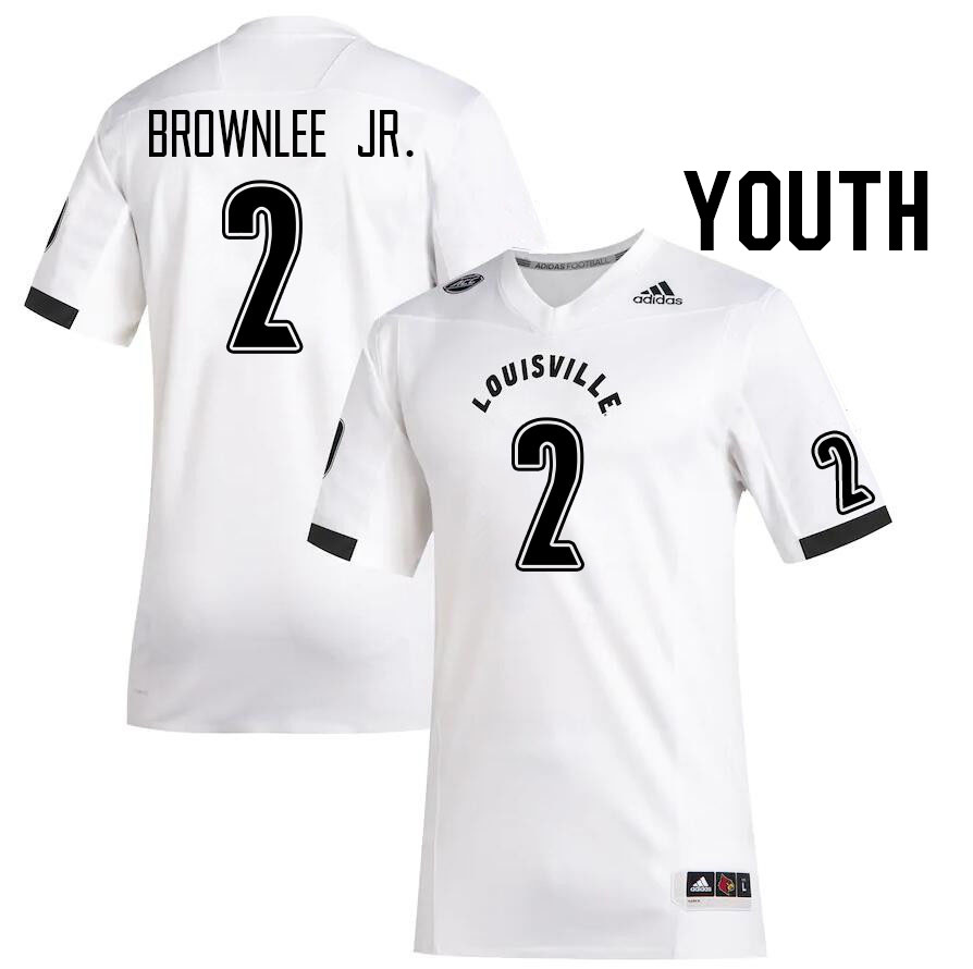 Youth #2 Jarvis Brownlee Jr. Louisville Cardinals College Football Jerseys Stitched Sale-White